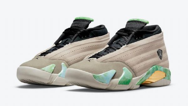 Nike Aleali May X Air Jordan 14 Low Tops Sand Sko Dame Lyse Khaki