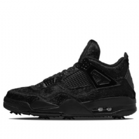 Nike Air Jordan 4 Golf Atletiske Sko Herre Svarte
