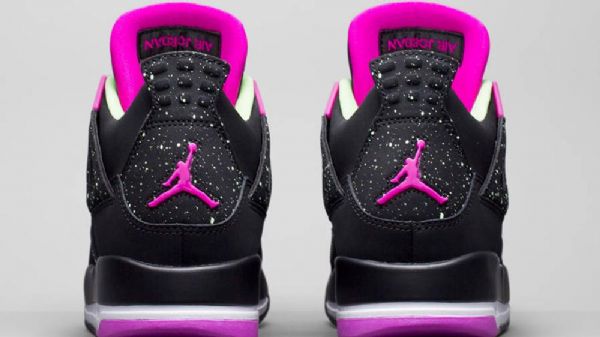 Nike Air Jordan 4 Gs Neon Sko Herre Svarte Rosa