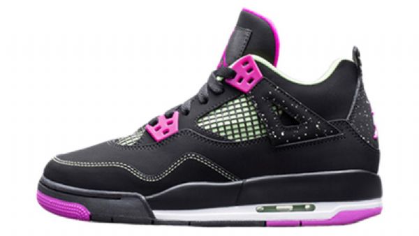 Nike Air Jordan 4 Gs Neon Sko Herre Svarte Rosa