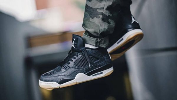 Nike Air Jordan 4 Laser Sko Herre Svarte