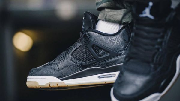 Nike Air Jordan 4 Laser Sko Herre Svarte
