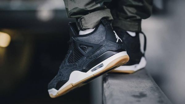 Nike Air Jordan 4 Laser Sko Herre Svarte