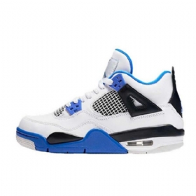 Nike Air Jordan 4 Motorsports Sko Herre Hvite Blå