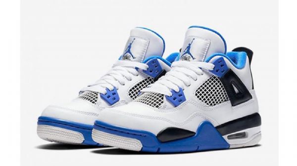 Nike Air Jordan 4 Motorsports Sko Herre Hvite Blå