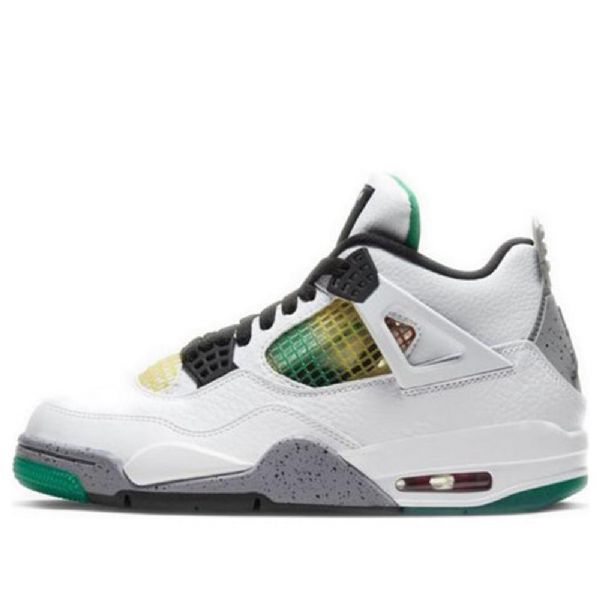 Nike Air Jordan 4 Retro Basketball Shoes Dame Hvite Grønn