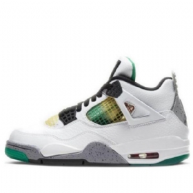 Nike Air Jordan 4 Retro Basketball Shoes Dame Hvite Grønn