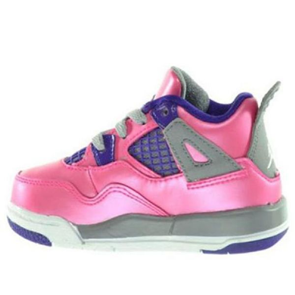 Nike Air Jordan 4 Retro Sko Barn Rosa Grå Lilla