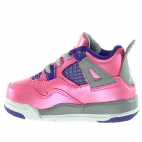 Nike Air Jordan 4 Retro Sko Barn Rosa Grå Lilla