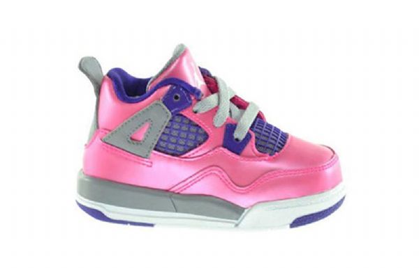 Nike Air Jordan 4 Retro Sko Barn Rosa Grå Lilla