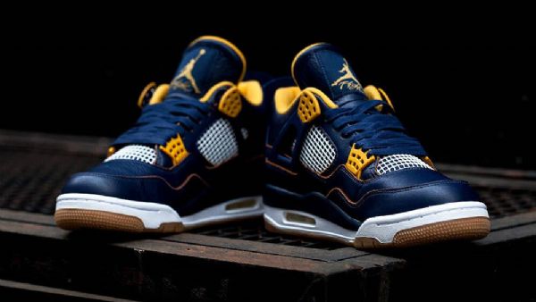 Nike Air Jordan 4 Retro Sko Herre Marineblå Gull