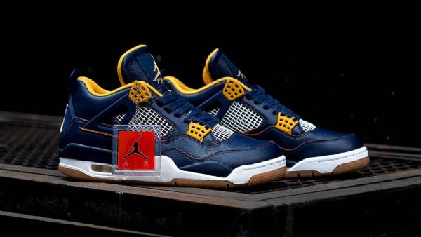 Nike Air Jordan 4 Retro Sko Herre Marineblå Gull