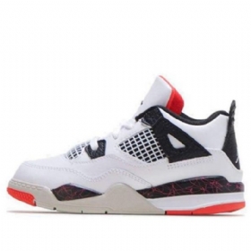 Nike Air Jordan 4 Retro Td Basketball Shoes Barn Hvite Rød