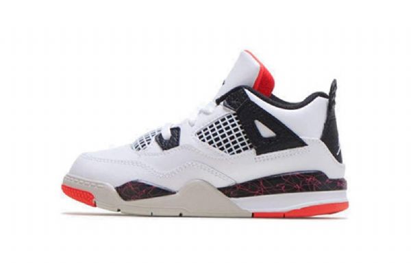 Nike Air Jordan 4 Retro Td Basketball Shoes Barn Hvite Rød