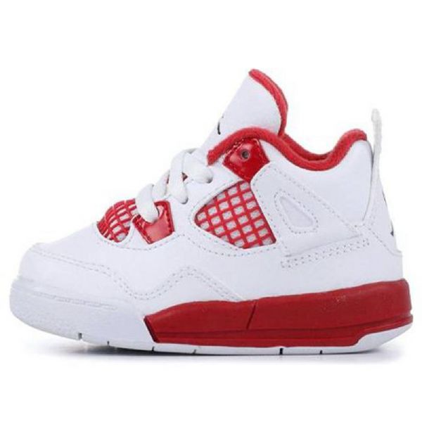 Nike Air Jordan 4 Retro Td Sko Barn Hvite Rød