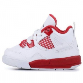 Nike Air Jordan 4 Retro Td Sko Barn Hvite Rød