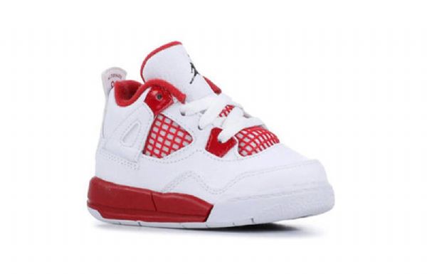 Nike Air Jordan 4 Retro Td Sko Barn Hvite Rød