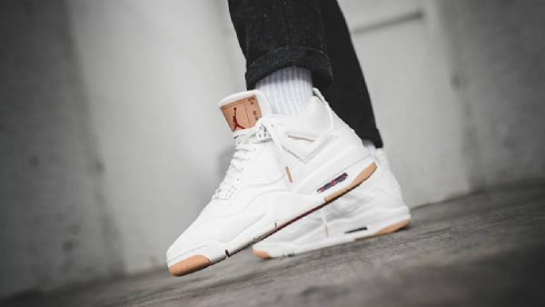 Nike Levis X Air Jordan 4 Sko Herre Hvite