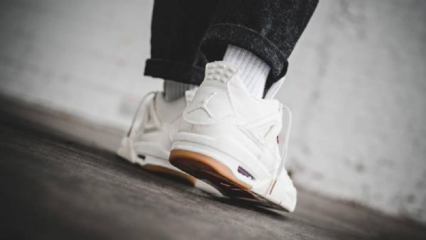 Nike Levis X Air Jordan 4 Sko Herre Hvite