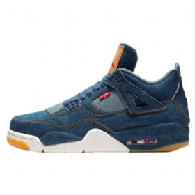 Nike Levis X Air Jordan 4 Sko Herre Marineblå