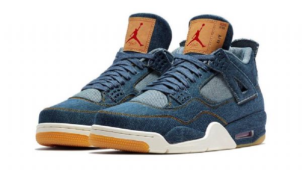 Nike Levis X Air Jordan 4 Sko Herre Marineblå