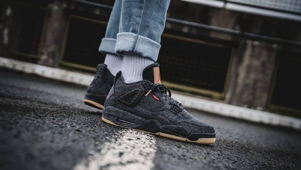 Nike Levis X Air Jordan 4 Sko Herre Svarte