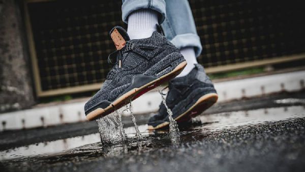 Nike Levis X Air Jordan 4 Sko Herre Svarte