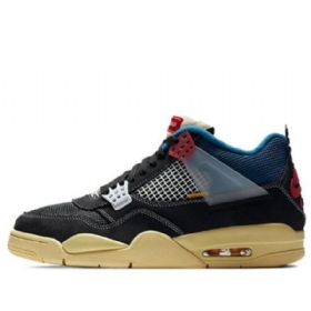 Nike Union La X Air Jordan 4 Retro Basketball Shoes Herre Svarte