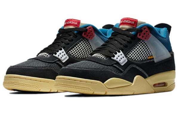 Nike Union La X Air Jordan 4 Retro Basketball Shoes Herre Svarte