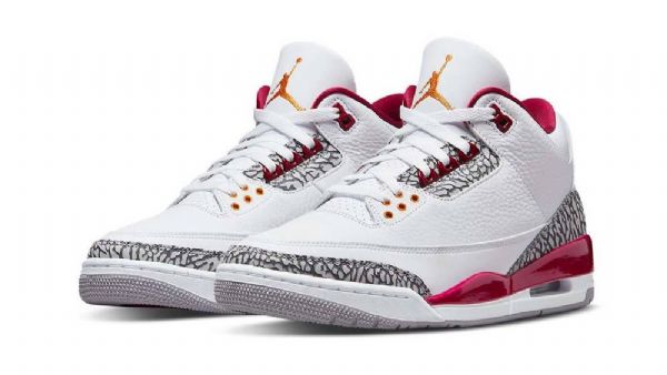 Nike Air Jordan 3 Cardinal Sko Dame Hvite Rød