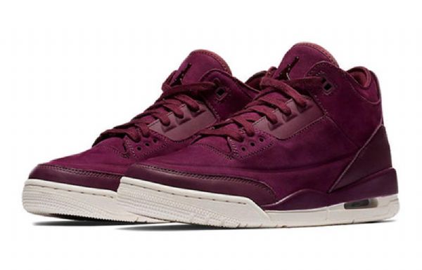 Nike Air Jordan 3 Retro Basketball Shoes Dame Burgunder