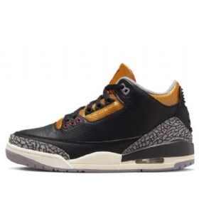 Nike Air Jordan 3 Retro Basketball Shoes Dame Svarte Gull