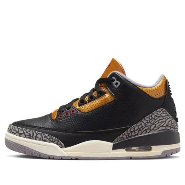 Nike Air Jordan 3 Retro Basketball Shoes Dame Svarte Gull