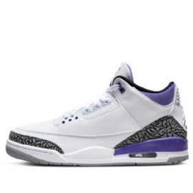 Nike Air Jordan 3 Retro Basketball Shoes Herre Svarte Hvite Lilla