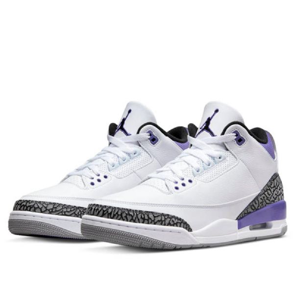 Nike Air Jordan 3 Retro Basketball Shoes Herre Svarte Hvite Lilla