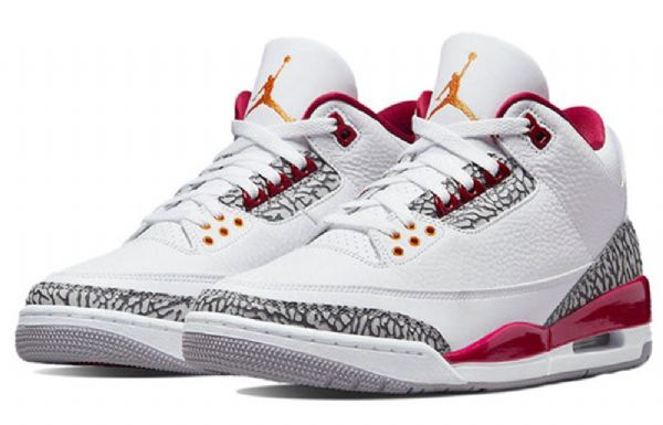 Nike Air Jordan 3 Retro Cardinal Basketball Shoes Herre Hvite Rød
