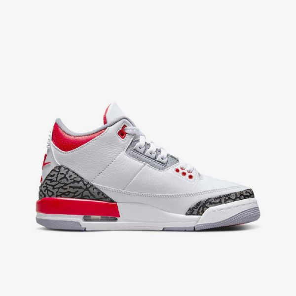 Nike Air Jordan 3 Retro Sko Barn Hvite Svarte Grå Rød