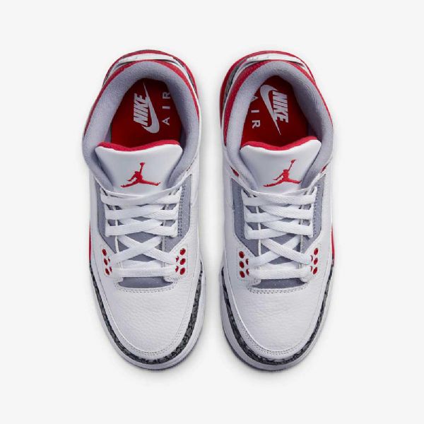 Nike Air Jordan 3 Retro Sko Barn Hvite Svarte Grå Rød
