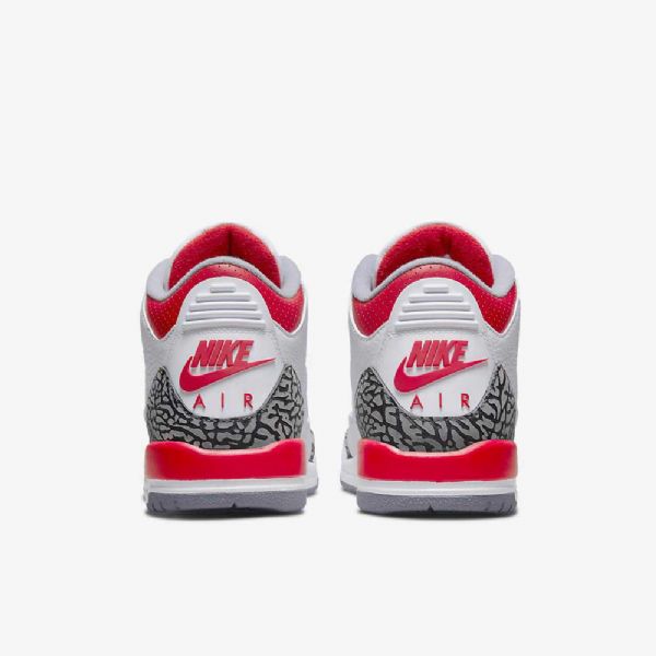 Nike Air Jordan 3 Retro Sko Barn Hvite Svarte Grå Rød