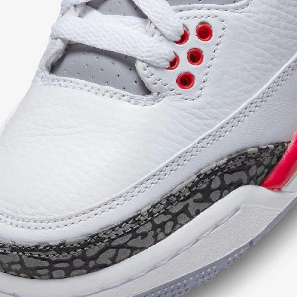 Nike Air Jordan 3 Retro Sko Barn Hvite Svarte Grå Rød