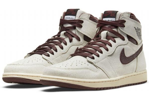 Nike A Ma Maniére X Air Jordan 1 High Tops Og Retro Basketball Shoes Herre Lyse Grå