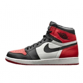 Nike Air Jordan 1 Bred Tå Sko Herre Svarte Hvite Rød