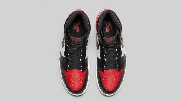 Nike Air Jordan 1 Bred Tå Sko Herre Svarte Hvite Rød