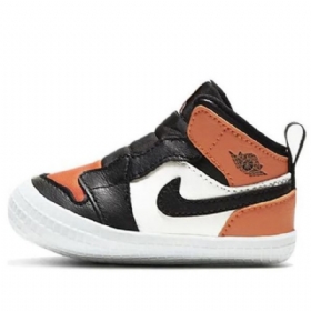Nike Air Jordan 1 Crib Bootie Retro Basketball Shoes Barn Svarte Oransje Hvite