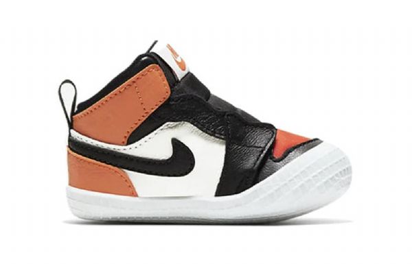 Nike Air Jordan 1 Crib Bootie Retro Basketball Shoes Barn Svarte Oransje Hvite