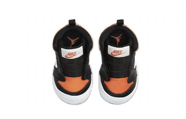 Nike Air Jordan 1 Crib Bootie Retro Basketball Shoes Barn Svarte Oransje Hvite