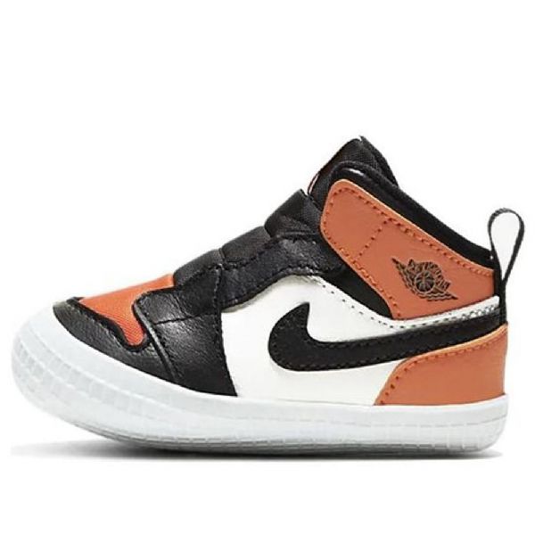 Nike Air Jordan 1 Crib Bootie Retro Basketball Shoes Barn Svarte Oransje Hvite