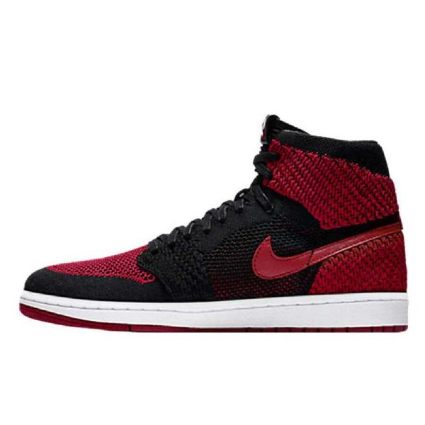 Nike Air Jordan 1 Flyknit Banned Sko Herre Svarte Rød
