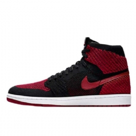 Nike Air Jordan 1 Flyknit Banned Sko Herre Svarte Rød
