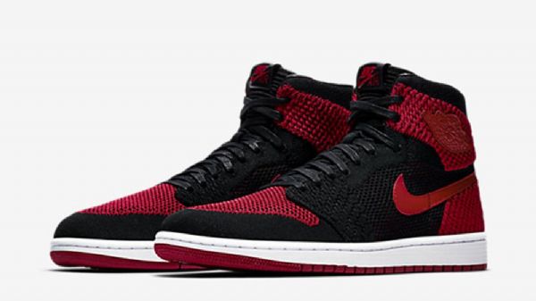 Nike Air Jordan 1 Flyknit Banned Sko Herre Svarte Rød